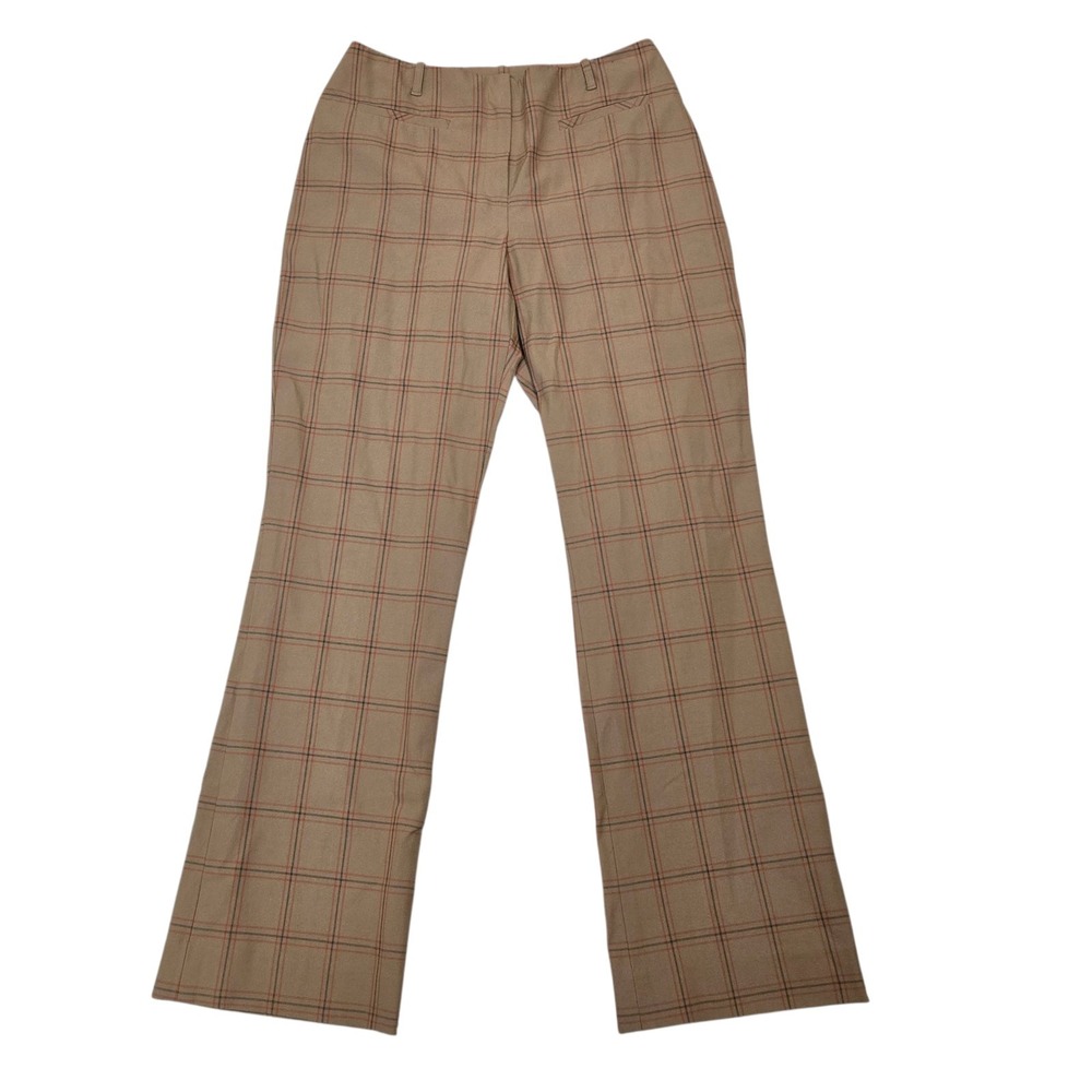 Vtg Donna Degnan Fall Colors Windowpane Plaid Boot Cut Pants Career Womens 4 USA